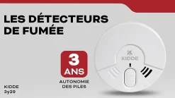 Kidde Détecteur de fumée 3Y29 autonomie 3 ans