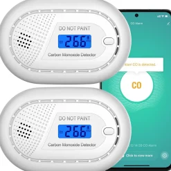 Aroha Détecteur de monoxyde de carbone Smart Connect WiFi - Batterie 10 ans - Alarme de CO connecte Tuya et Smartlife - 2 pièces