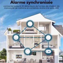 Aroha Détecteur de monoxyde de carbone interconnecté Link - Batterie 10 ans - Alarme de CO - Portable