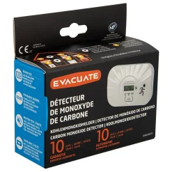 Evacuate Détecteur de monoxyde de carbone LCD 10 ans