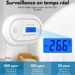 Aroha Détecteur de monoxyde de carbone Safety Pro - Batterie 10 ans - Alarme de CO portable, capteur de CO - 2 pièces
