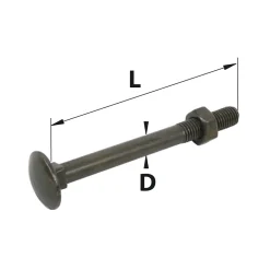Afbat - Tb Industrie Sas Accessoire Pour Volet, Fenêtre Et Portail-Ecrou avec vis à tête collet carrée acier noir Afbat - ⌀7X L.60mm - 8 pièces