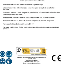 D-Work 200 Ecrous Hexagonaux HU M3 mm - DIN 934 - Polyamide -