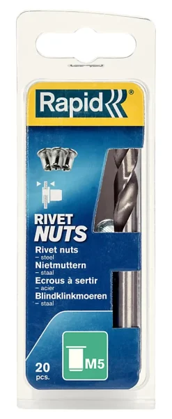 Rapid Écrou-Ecrous à sertir M5, lot de 20 pièces