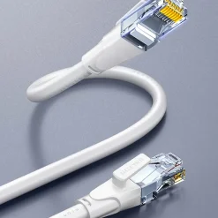 Elfcam-shop Câble Et Connectique Réseau-Elfcam - Câble Ethernet RJ45 Cat 7 SFTP 20m (Rond Blanc), 10Gbps, 600MHz, Cuivre, Anti-Interférences