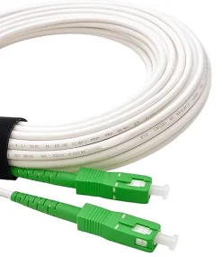 Elfcam-shop Elfcam - Câble Fibre Optique SC-APC à SC-APC - 200m (Blanc), Jarretière Renforcée 9/125um, Blindé, Compatible Livebox