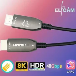 Elfcam-shop Elfcam - Câble HDMI 8K Fibre Optique 7m (Noir) - 48Gbps, HDMI 2.1, 8K 60Hz, 4K 120Hz, HDR10, eARC, PS5, Xbox, TV