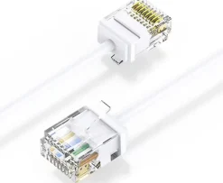 Elfcam-shop Elfcam - Câble RJ45 Cat 6 Slim 7m (Blanc) - 32AWG Ultra Fin, Réseau LAN/WAN, Haut Débit, Idéal PC, Box, Routeur
