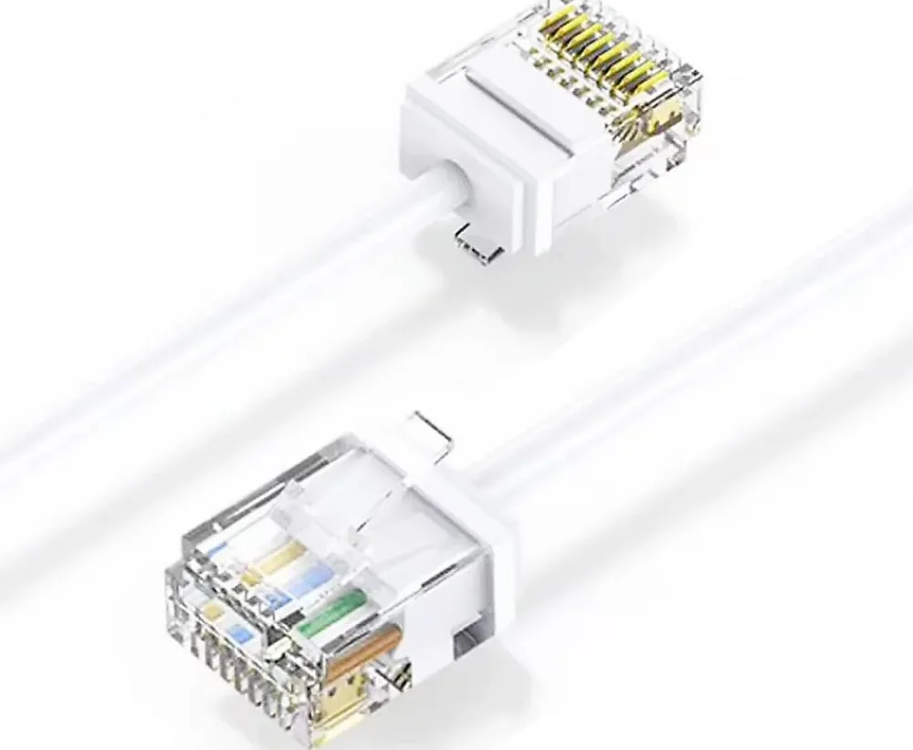 Elfcam-shop Elfcam - Câble RJ45 Cat 6 Slim 3m (Blanc) - 32AWG Ultra Fin, Réseau LAN/WAN, Haut Débit, Idéal PC, Box, Routeur
