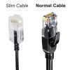 Elfcam-shop Câble Et Connectique Réseau-Elfcam - Câble RJ45 Cat 6 Slim 1m (Noir) - 32AWG Ultra Fin, Réseau LAN/WAN, Haut Débit, Idéal PC, Box, Routeur
