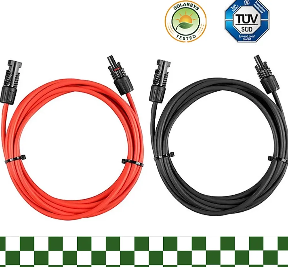 Elfcam-shop Elfcam - 2 Câbles Solaires 4mm² 8m, Connecteurs M/F, 12AWG, DC1500V, IP68, Anti-UV, Certifié TUV