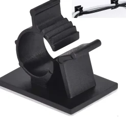 Elfcam-shop Fixation Et Raccordement Du Câble-Elfcam - Clips Câble Adhésif Réglable pour Fibre Optique, Noir, Maison/Bureau, Attache Fil (Lot de 60)