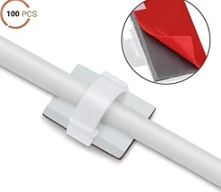 Elfcam-shop Fixation Et Raccordement Du Câble-Elfcam - Clips Câble Adhésif Réglable pour Fibre Optique, Maison/Bureau, Attache Fil (Lot de 100)