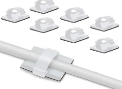 Elfcam-shop Fixation Et Raccordement Du Câble-Elfcam - Clips Câble Adhésif Réglable pour Fibre Optique, Maison/Bureau, Attache Fil (Lot de 100)