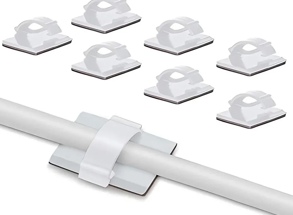 Elfcam-shop Fixation Et Raccordement Du Câble-Elfcam - Clips Câble Adhésif Réglable pour Fibre Optique, Maison/Bureau, Attache Fil (Lot de 100)