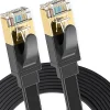 Elfcam-shop Câble Et Connectique Réseau-Elfcam - 3m Câble Ethernet Cat 8 Plat Noir LAN/WAN, SFTP 28AWG, 2000MHz 40Gbps avec Connecteurs RJ45 Haute Qualité