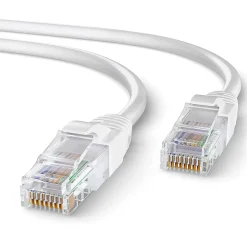 Elfcam-shop Elfcam - 40m Câble Ethernet RJ45 Cat 6 Rond Blanc 1Gbps 26AWG, LAN/WAN, Idéal PC, Modem, Routeur, Box Fibre