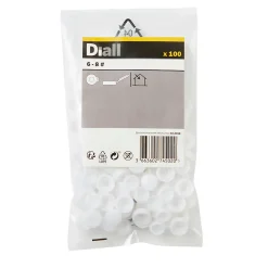 Diall Cache Vis Et Cache Trou-Embout blanc à clipser ø6-8 mm - 100 pièces