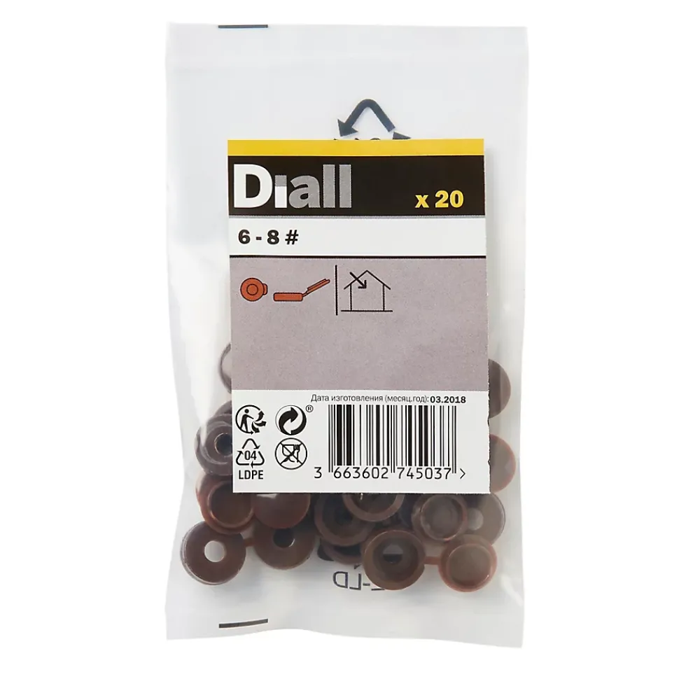 Diall Cache Vis Et Cache Trou-Embout cache-vis marron ø6-8 mm - 20 pièces