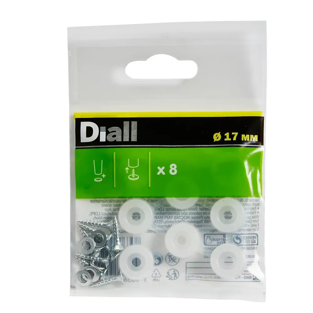 Diall Patin, Feutre Et Embout-Embout en plastique 17 mm x 8, transparent