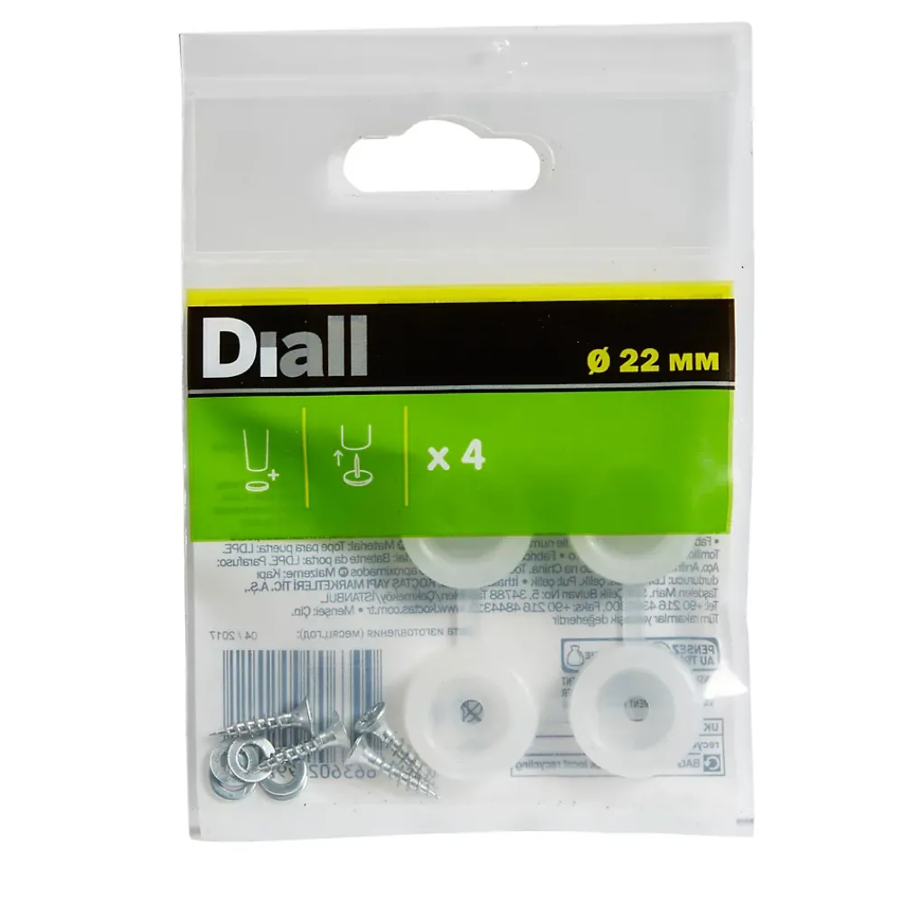 Diall Patin, Feutre Et Embout-Embout en plastique 22 mm x 4, transparent