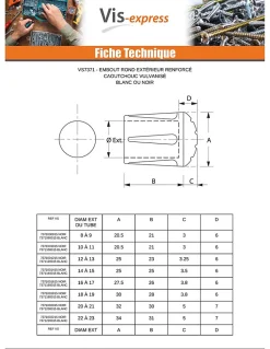 Vis Express Embout rond envellopant caoutchouc vulcanisé Noir Pour Tube 16 à 17 - 10 pièces