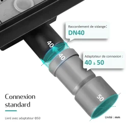 EMKE Evacuation De Douche-Caniveau de Douche 70 cm, Acier Inoxydable, Siphon de Sol 2 en 1 avec Filtre à Cheveux, Finition Noire