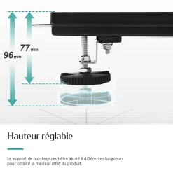 EMKE Evacuation De Douche-Caniveau de Douche 70 cm, Acier Inoxydable, Siphon de Sol 2 en 1 avec Filtre à Cheveux, Finition Noire