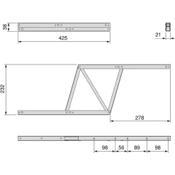 Emuca Charnière D'Ameublement-Ensemble de mécanismes de levage pour tables basses, permette elevare la mesa 192mm, Acier, Peint en noir