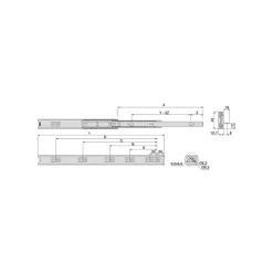 Compas, Coulisse Et Coulisseau-Emuca Jeu de coulisses à billes à sorties totale avec supports, hauteur 45mm, longueur 500mm, Acier, Zingué