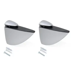 Emuca Jeu de supports pour tablette en bois ou en verre Pelicano, Plastique et Zamak, Peint en aluminium