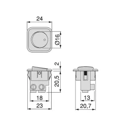 Emuca Commande De L'Éclairage-Lot de 10 interrupteurs à encastrer D21x21, Plastique, Blanc