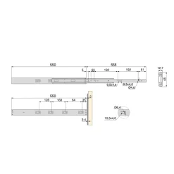 Compas, Coulisse Et Coulisseau-Emuca Lot de 5 jeux de Coulisses pour tiroirs, roulement à billes, hauteur 45mm, profondeur 400mm, sortie totale, Zingué