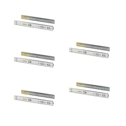 Compas, Coulisse Et Coulisseau-Emuca Lot de 5 jeux de Coulisses pour tiroirs, roulement à billes, hauteur 45mm, profondeur 400mm, sortie totale, Zingué
