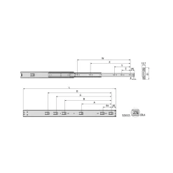 Compas, Coulisse Et Coulisseau-Emuca Lot de 4 jeux de Coulisses de tiroir sur roulement à billes pour charges lourdes, sortie totale, hauteur 51mm, profondeur