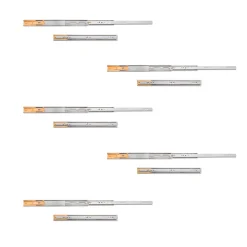 Compas, Coulisse Et Coulisseau-Emuca Lot de 5 jeux de coulisses pour tiroirs, roulement à billes, hauteur 45mm, profondeur 350mm, à sortie totale, avec push,