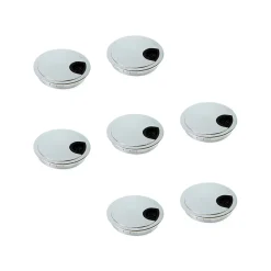 Emuca Lot de 7 passe-câbles circulaires, diamètre 80mm, à encastrer Zamak, Chromé,