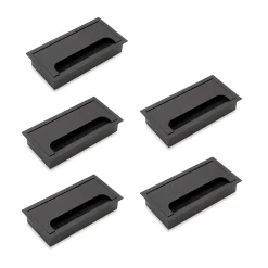 Emuca Lot de 5 Passe-câbles pour tables Quadrum, rectangulaires, 159x80mm, à encastrer, Aluminium, Peint en noir
