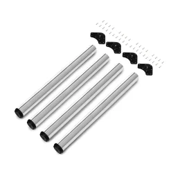 Emuca Pied De Meuble-Lot de 4 pieds de table, diamètre 60mm, H 710mm, Acier, Chromé