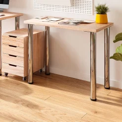 Emuca Pied De Meuble-Lot de 4 pieds de table, diamètre 60mm, H 710mm, Acier, Chromé