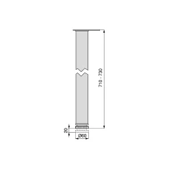 Emuca Pied De Meuble-Lot de 4 pieds de table, diamètre 60mm, H 710mm, Acier, Chromé