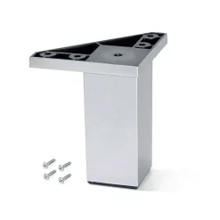 Emuca Lot de 4 pieds pour meuble Alumix 1, hauteur 100mm, Plastique, chromé