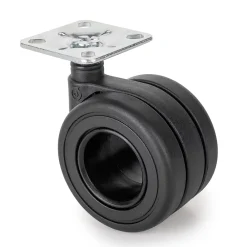 Emuca Pied De Meuble-Lot de 4 roulettes Hole avec plétine de montage, diamètre 65mm, Acier, Peint en noir et Plastique