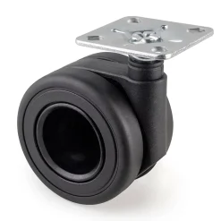 Emuca Pied De Meuble-Lot de 4 roulettes Hole avec plétine de montage, diamètre 65mm, Acier, Peint en noir et Plastique
