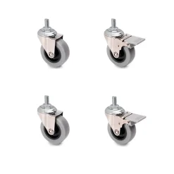 Emuca Lot de 4 roulettes Slip gris-noir avec boulon, diamètre 50mm, Acier et Plastique, Gris Plastique