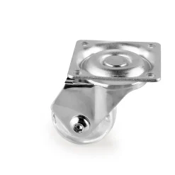 Emuca Pied De Meuble-Lot de 4 roulettes transparentes Slip 3 avec plétine de montage, diamètre 35mm, Acier et Plastique