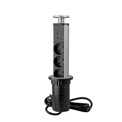 Emuca Boîte De Dérivation-Multiconnecteur élevable Vertikal A+C, EU, Peint en aluminium, Plastique et Aluminium.