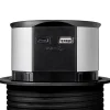 Emuca Boîte De Dérivation-Multiconnecteur Vertikal Push diamètre 100mm, 3 prises de type Schuko, 1 USB type A, 1 USB type C, Acier et Plastique, Peint