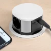 Emuca Boîte De Dérivation-Multiconnecteur Vertikal Push diamètre 100mm, 3 prises de type Schuko, 1 USB type A, 1 USB type C, Acier et Plastique, Peint