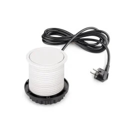 Emuca Boîte De Dérivation-Multiconnecteur Vertikal Push diamètre 100mm, 3 prises de type Schuko, 1 USB type A, 1 USB type C, Acier et Plastique, Peint
